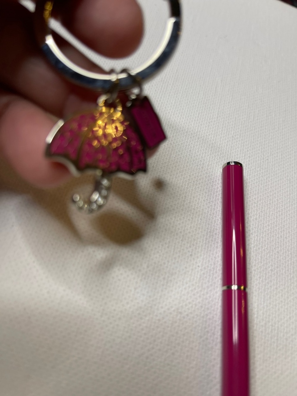 Coach Pink Umbrella Keychain and Coach Pen Set - Picture 3 of 7